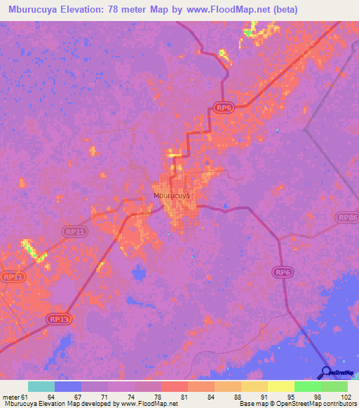 Mburucuya,Argentina Elevation Map