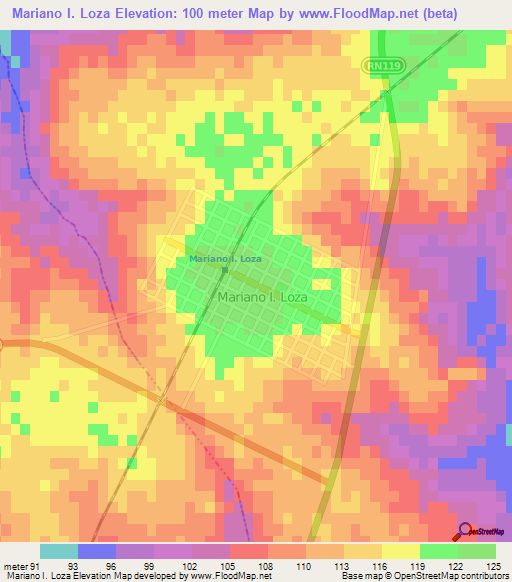 Mariano I. Loza,Argentina Elevation Map