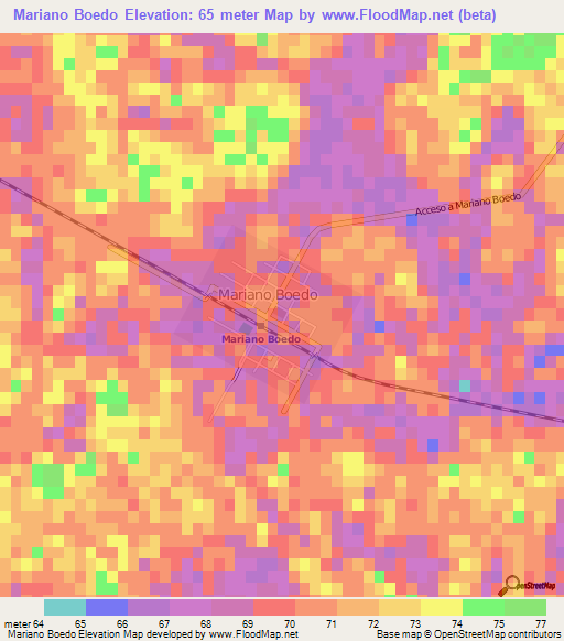 Mariano Boedo,Argentina Elevation Map