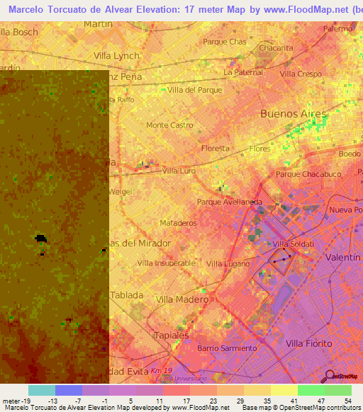 Marcelo Torcuato de Alvear,Argentina Elevation Map