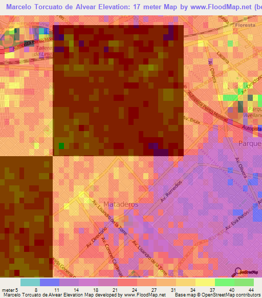 Marcelo Torcuato de Alvear,Argentina Elevation Map