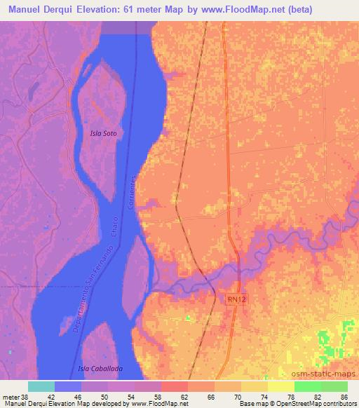 Manuel Derqui,Argentina Elevation Map