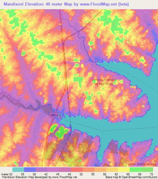 Mandisovi,Argentina Elevation Map