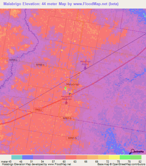 Malabrigo,Argentina Elevation Map
