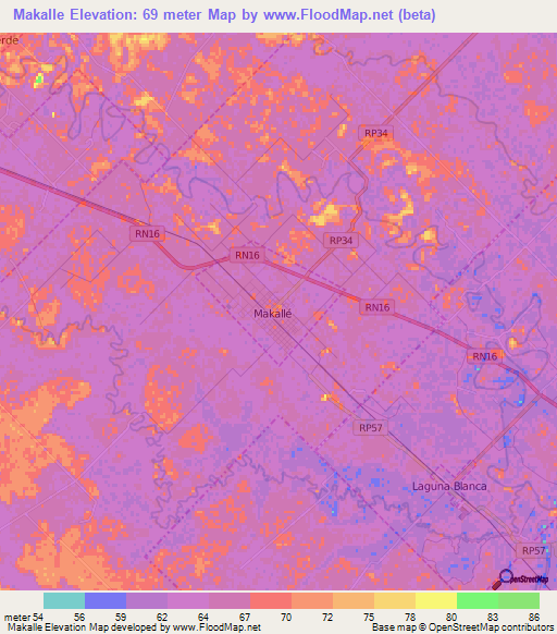 Makalle,Argentina Elevation Map