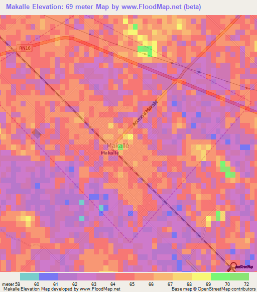 Makalle,Argentina Elevation Map