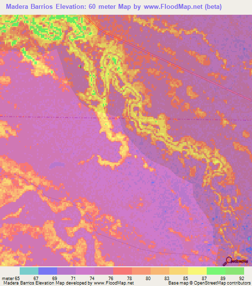 Madera Barrios,Argentina Elevation Map