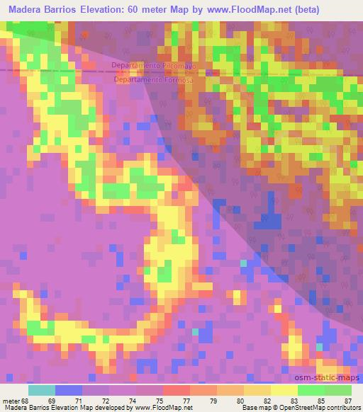 Madera Barrios,Argentina Elevation Map
