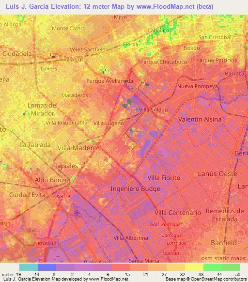 Luis J. Garcia,Argentina Elevation Map