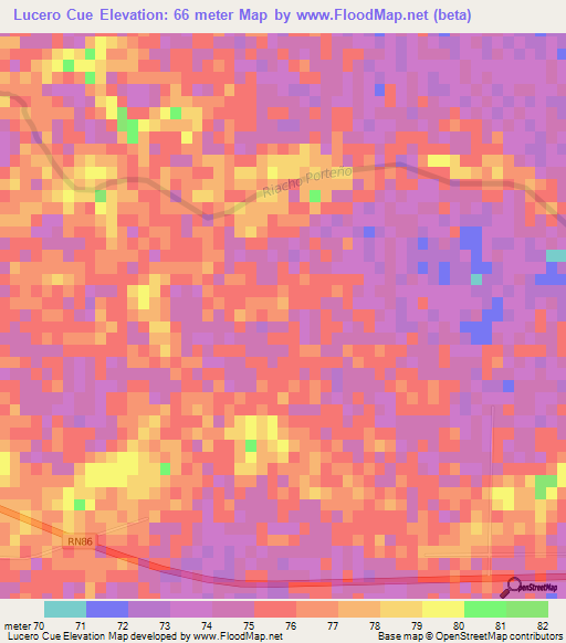 Lucero Cue,Argentina Elevation Map
