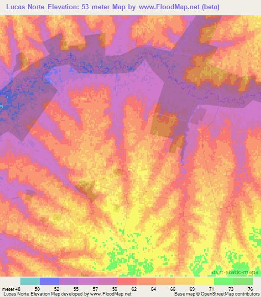 Lucas Norte,Argentina Elevation Map