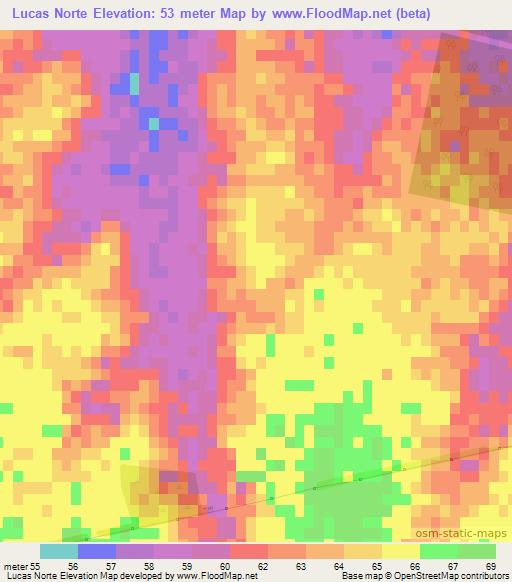 Lucas Norte,Argentina Elevation Map