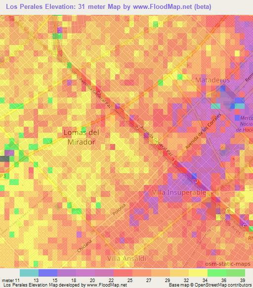 Los Perales,Argentina Elevation Map