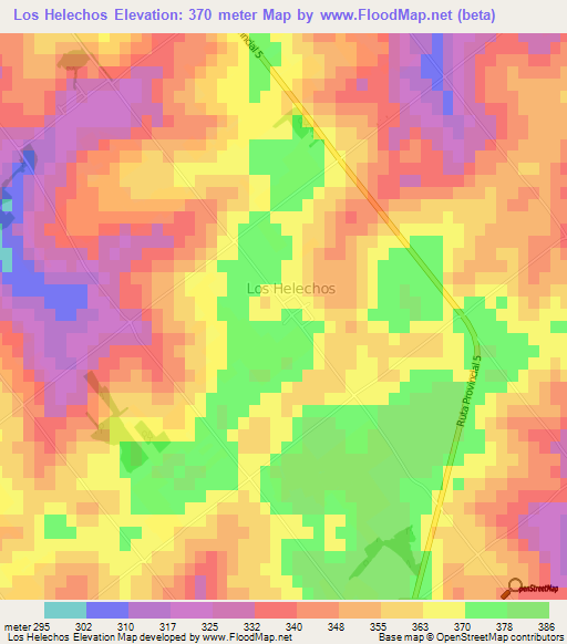 Los Helechos,Argentina Elevation Map