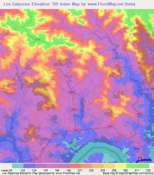 Los Galpones,Argentina Elevation Map