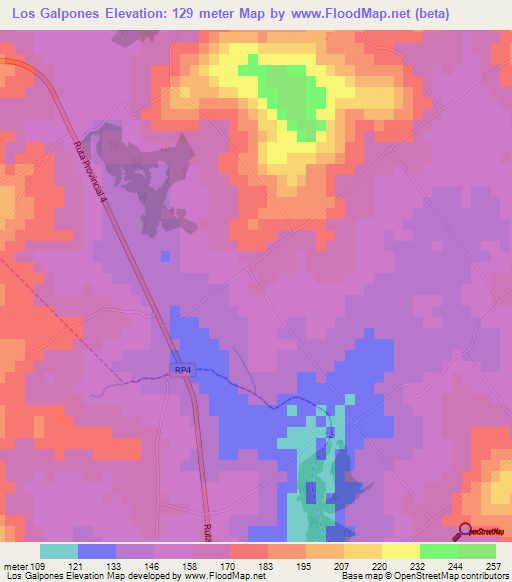 Los Galpones,Argentina Elevation Map