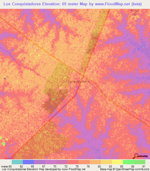 Los Conquistadores,Argentina Elevation Map