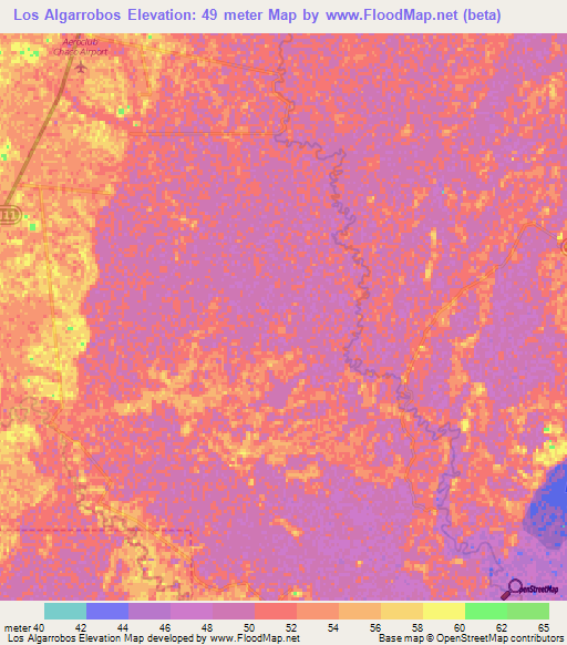 Los Algarrobos,Argentina Elevation Map