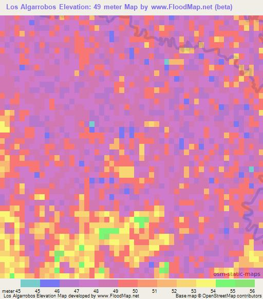 Los Algarrobos,Argentina Elevation Map