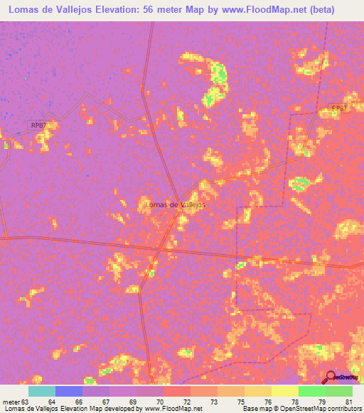 Lomas de Vallejos,Argentina Elevation Map
