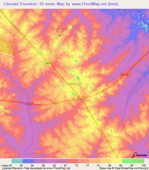 Libertad,Argentina Elevation Map