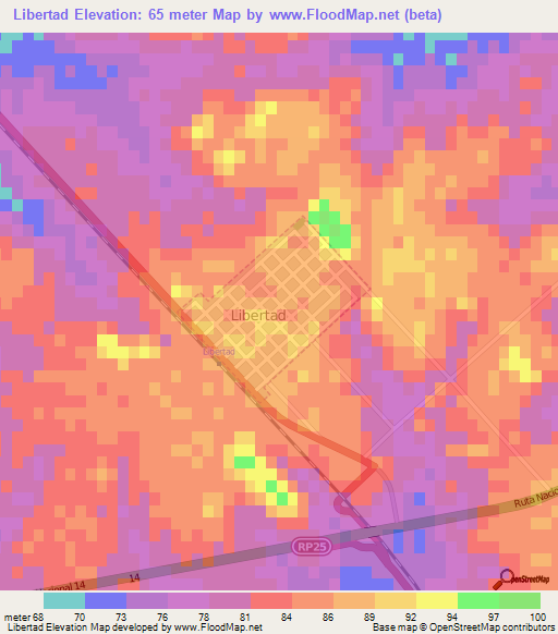 Libertad,Argentina Elevation Map