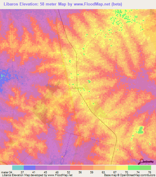 Libaros,Argentina Elevation Map
