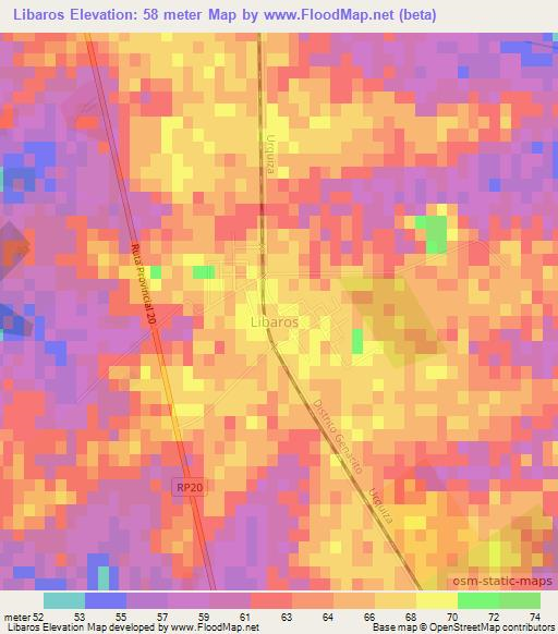 Libaros,Argentina Elevation Map
