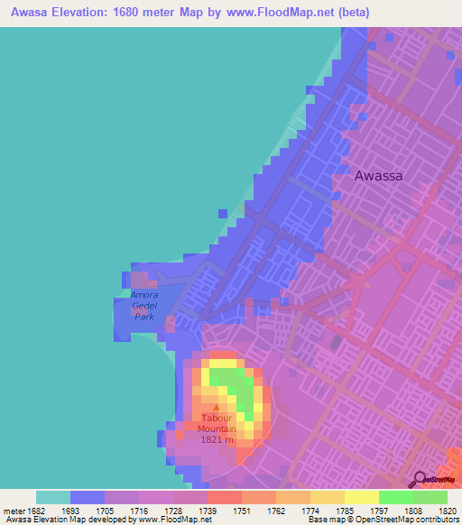 Awasa,Ethiopia Elevation Map