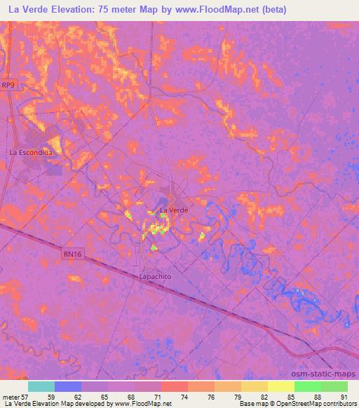 La Verde,Argentina Elevation Map