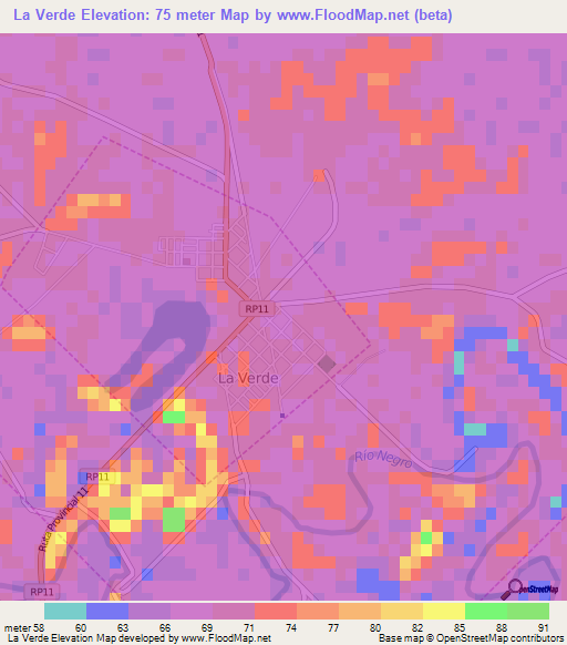 La Verde,Argentina Elevation Map