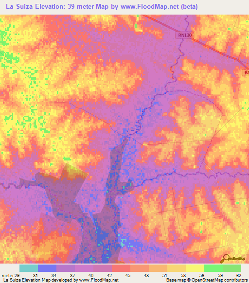 La Suiza,Argentina Elevation Map