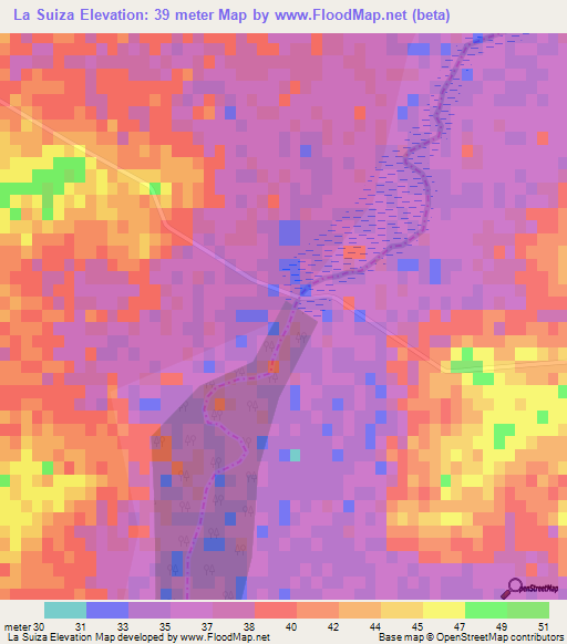 La Suiza,Argentina Elevation Map
