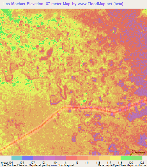 Las Mochas,Argentina Elevation Map