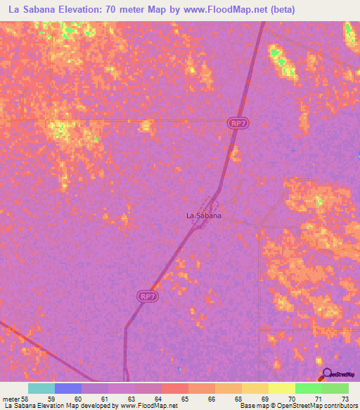 La Sabana,Argentina Elevation Map