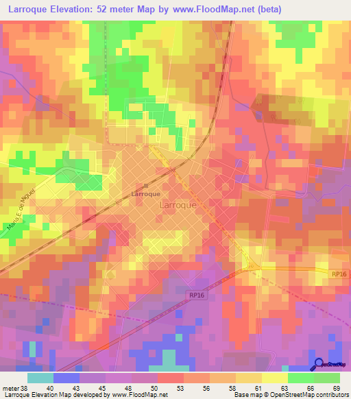 Larroque,Argentina Elevation Map