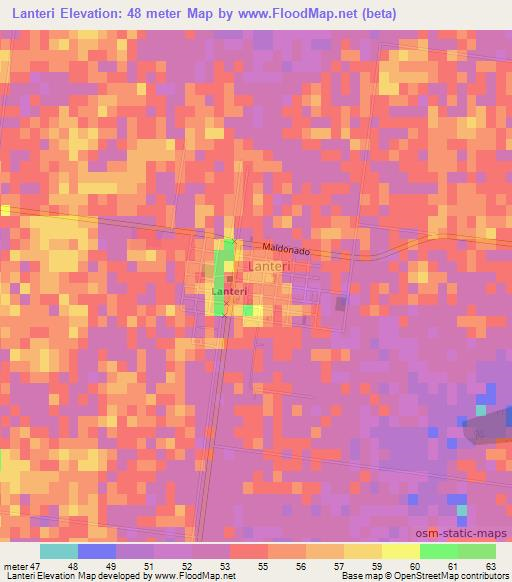 Lanteri,Argentina Elevation Map