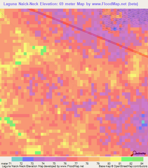 Laguna Naick-Neck,Argentina Elevation Map