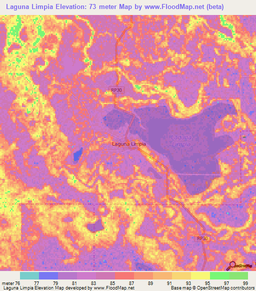 Laguna Limpia,Argentina Elevation Map