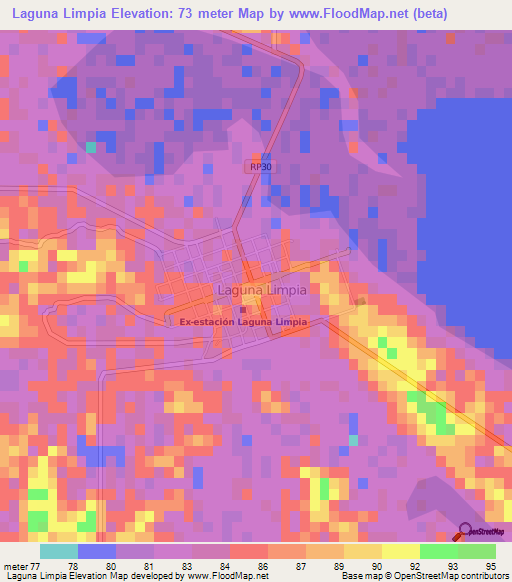 Laguna Limpia,Argentina Elevation Map