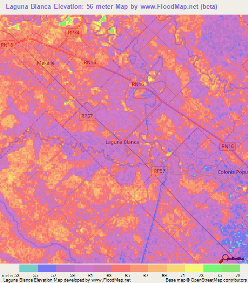 Laguna Blanca,Argentina Elevation Map