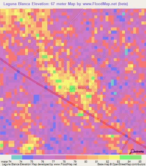 Laguna Blanca,Argentina Elevation Map