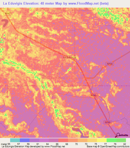 La Eduvigis,Argentina Elevation Map