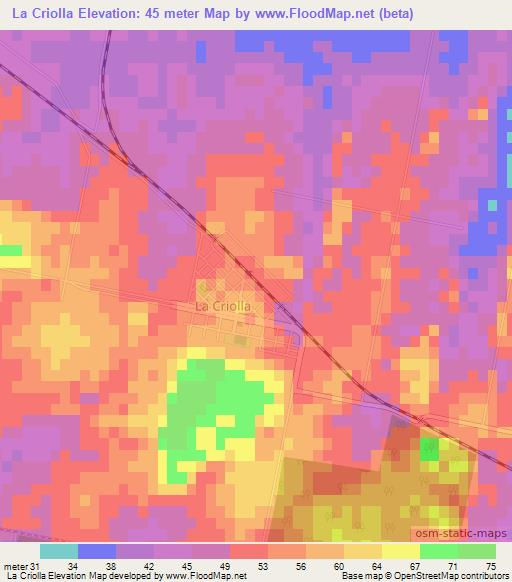 La Criolla,Argentina Elevation Map