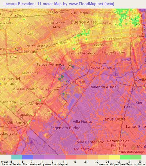 Lacarra,Argentina Elevation Map