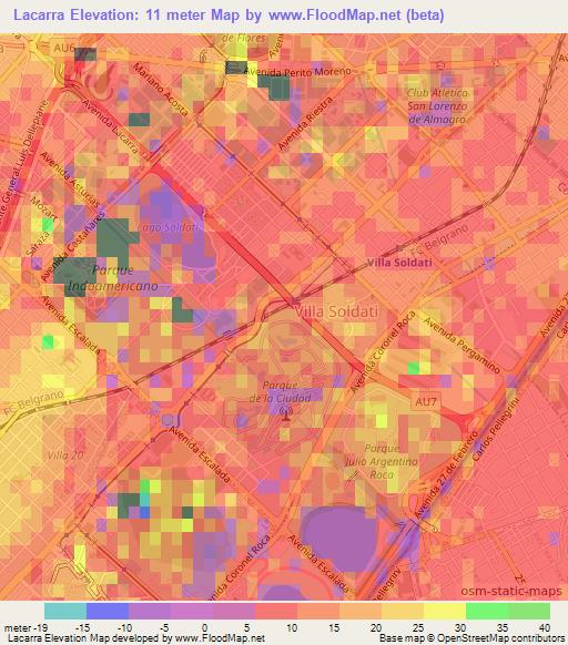 Lacarra,Argentina Elevation Map