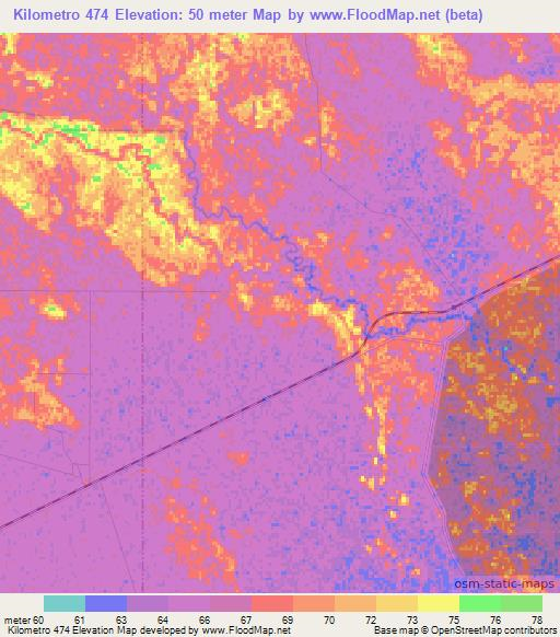 Kilometro 474,Argentina Elevation Map