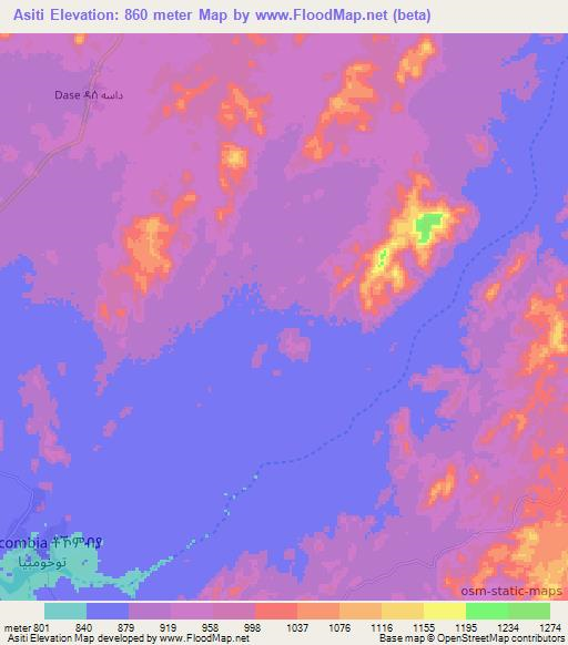 Asiti,Eritrea Elevation Map