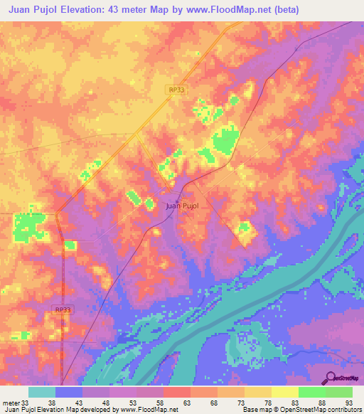 Juan Pujol,Argentina Elevation Map
