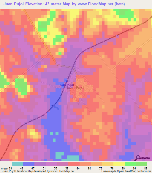 Juan Pujol,Argentina Elevation Map